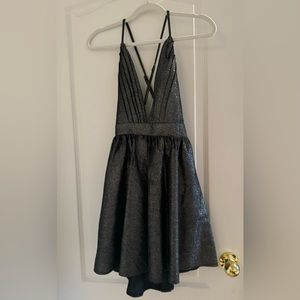 NWT Black and silver V-neck glitter dress